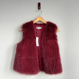 NEW Molly Bracken Faux Fur Vest Red Wine Merlot Color New with Tags Size Small